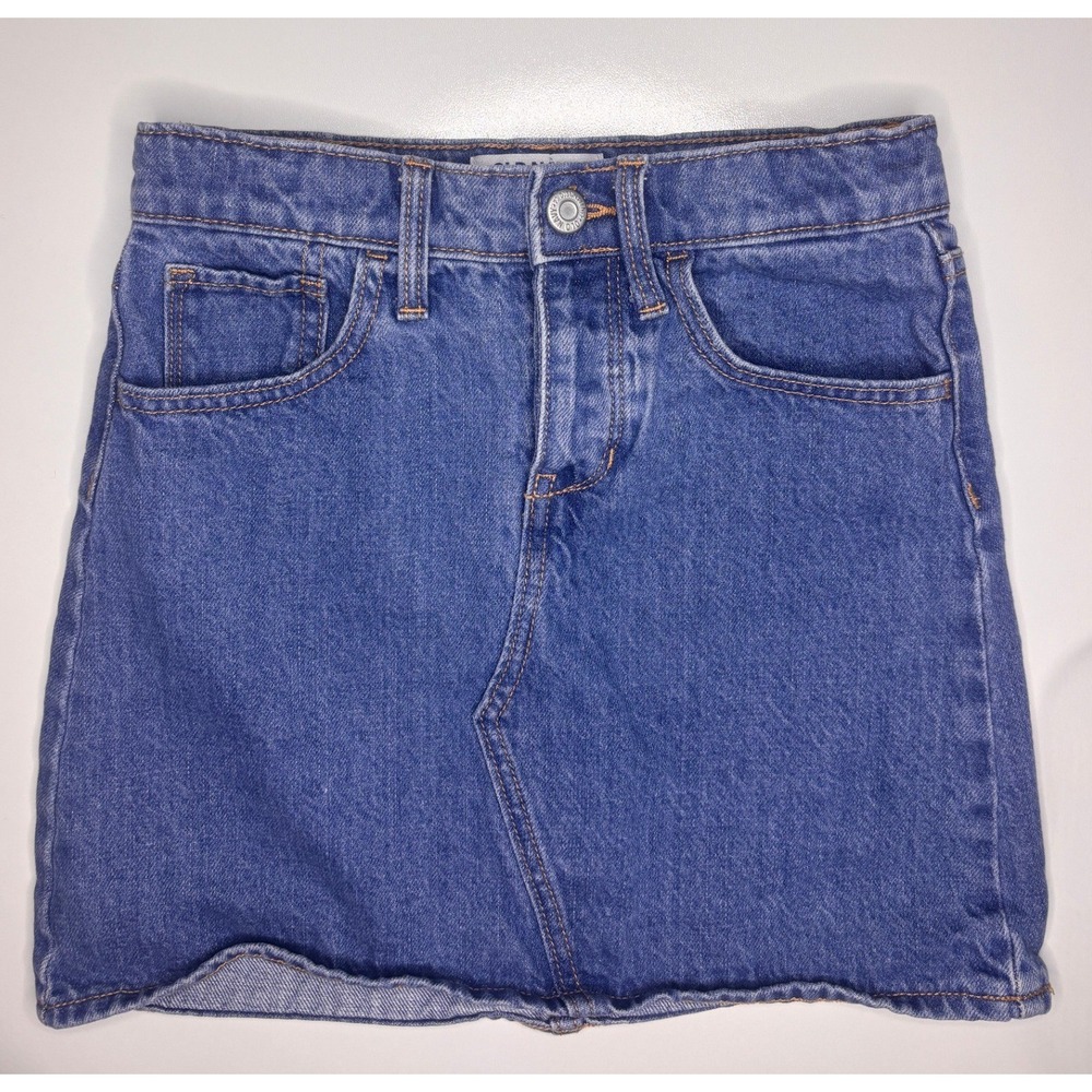 Old Navy Girls Denim Mini Skirt Medium Wash Adjustable Waist Size M 8